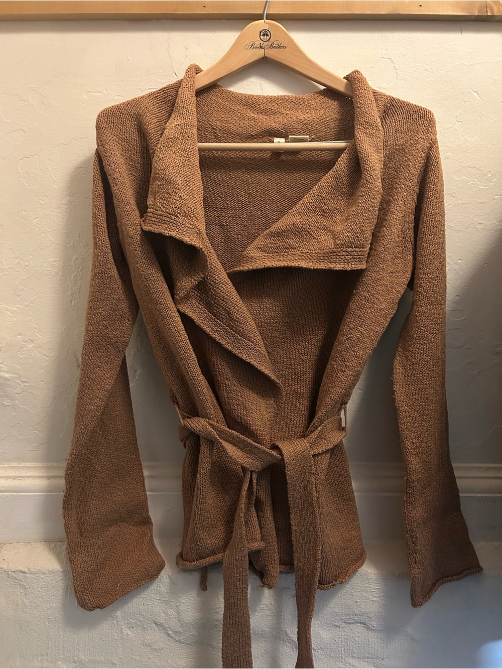 Moth Brown Tie-Waist Textured Cardigan